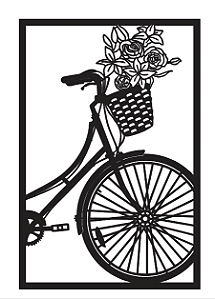 Quadro Decorativo Bicicleta e Flores 35cm MDF 03mm