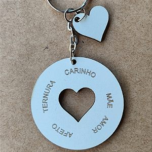 Chaveiro Coração dia das mães em MDF 03mm com gravação a laser