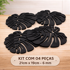 Kit com 04 Descansos de Mesa Folha Monstera em MDF 06mm