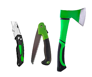 Kit Ferramentas de Corte: Machadinho, Faca e Canivete