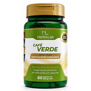 Café Verde 600mg - 60 Cápsulas – Conilon Robusta Puro Herbolab – Energia e Bem-Estar