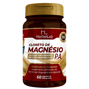 Cloreto de Magnésio P.A. 500mg – 60 Cápsulas | Herbolab – Equilíbrio Muscular e Bem-Estar Diário