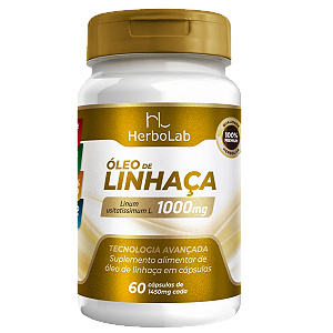 Óleo de Linhaça 1000mg – 60 Cápsulas Softgel | Herbolab – Fonte de Ômega 3, Equilíbrio Hormonal e Coração Saudável
