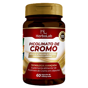 Picolinato de Cromo 400mg – 60 Cápsulas | Herbolab – Redução de Açúcar, Controle do Apetite e Metabolismo Saudável