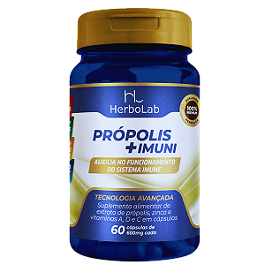 Extrato de Própolis com Zinco + Vitaminas A, C e D – 60 Cápsulas | Herbolab – Fortalecimento Imunológico Natural