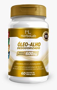 Óleo de Alho Desodorizado 600mg – 60 Cápsulas Softgel | Herbolab – Coração Saudável e Imunidade sem Odor