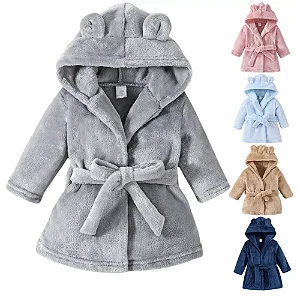 Roupão Infantil Quentinho Com Capuz e Cinto Tecido Plush Antialérgico
