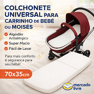 Colchonete para Carrinho de Bebê Universal Macio Lavável Conforto Premium