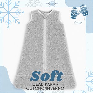 Saco de Dormir Bebê Soft Cinza para Inverno