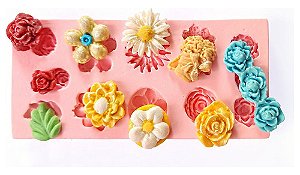 Molde De Silicone: Flores Diversas