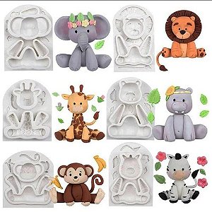 Kit: Moldes De Silicone Animais Safari - 6 peças
