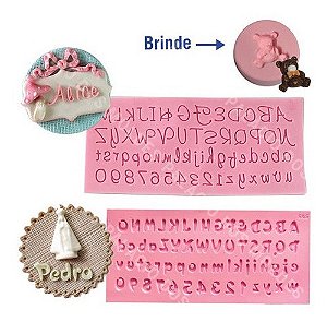 Molde De Silicone: Alfabeto Letras Cursivas 8,6 x 20,0 cm + Brinde