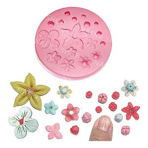 Molde De Silicone: Flores Diversas Jardim - 4,5 cm