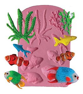 Molde De Silicone: Fundo do Mar - Peixes e Algas