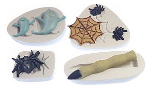 Kit: Molde De Silicone Halloween - 4 peças