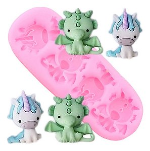 Molde De Silicone: Unicórnios e Dragões