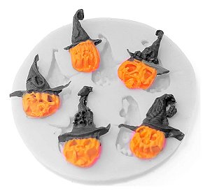 Molde De Silicone: 5 Abóboras de Halloween - 2,0 x 2,5 cm