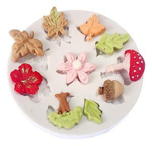 Molde De Silicone: Folhas e Flores de Outono