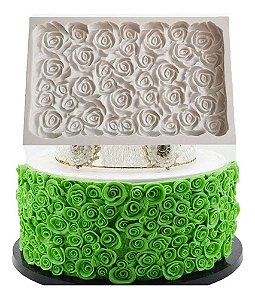 Molde De Silicone: Textura de Rosas - 16,0 x 10,0 cm