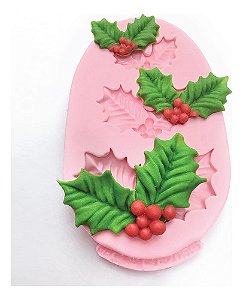 Molde de Silicone: Folhas Natalinas