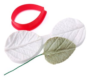 Molde de Silicone e Cortador: Folha - 2,5 x 3,5 cm