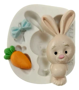 Molde de Silicone: Coelho com Lacinho - 6,5 x 2,5 cm