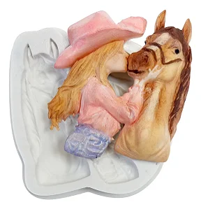 Molde de Silicone: Vaqueira com Cavalo - 8,0 x 7,0 cm