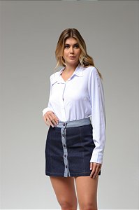 Saia Jeans com Botões Frontais