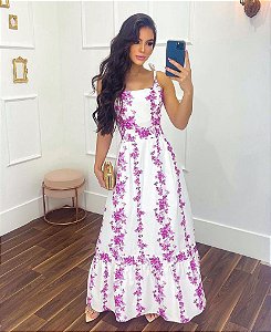 vestido alça floral