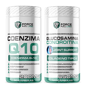 Coenzima Q10 200mg 90 cápsulas + Glucosamina Condroitina Colágeno Tipo 2 - Force Full Labz