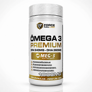 Ômega 3 Selo Meg3 1G Óleo de Peixe Premium 120 cápsulas EPA 540mg DHA 360mg - Force Full Labz