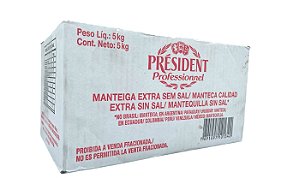 Manteiga 5Kg S/Sal President - Preço do Kg: R$ 47,90