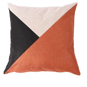 CAPA ALMOFADA LINHO TRIBAL PRETO TERRACOTA 45x45