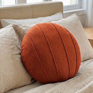 ALMOFADA REDONDA COMPLETA TECIDO BOUCLE COM REFIL COR TERRACOTA 43CM