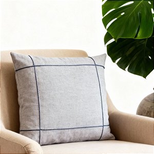 CAPA ALMOFADA LINHO DRAPEADA AZUL 45x45