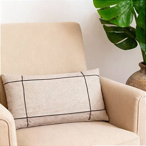 CAPA ALMOFADA BAGUETE RETANGULAR LINHO DRAPEADA AZUL 30X50