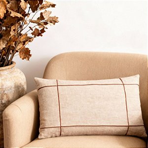 CAPA ALMOFADA BAGUETE RETANGULAR LINHO DRAPEADA TERRACOTA 30X50