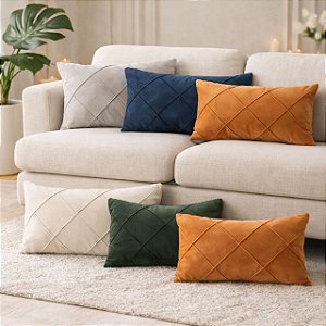 CAPA ALMOFADA VELUDO RETANGULAR BAGUETE 30x50 DIVERSAS CORES
