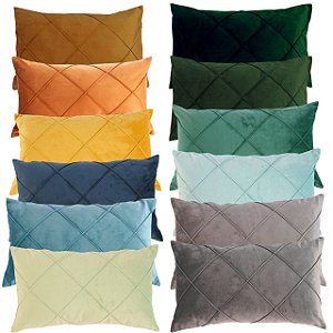 CAPA ALMOFADA VELUDO RETANGULAR BAGUETE 30x50 DIVERSAS CORES