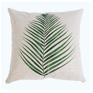 CAPA ALMOFADA LINHO FOLHA VERDE 45x45