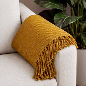 MANTA SOFA PESEIRA ALGODAO ESCAMA DIVERSAS CORES 1.80X1.20M - MOSTARDA