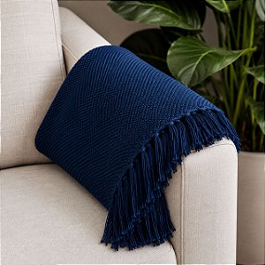 MANTA SOFA PESEIRA ALGODAO ESCAMA DIVERSAS CORES 1.80X1.20M - AZUL MARINHO