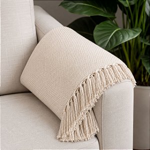 MANTA SOFA PESEIRA ALGODAO ESCAMA DIVERSAS CORES 1.80X1.20M - BEGE CRU