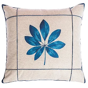 CAPA ALMOFADA LINHO FLORAL LUXO 45x45  - AZUL MARINHO