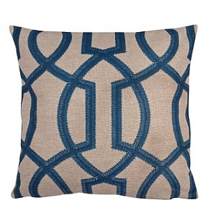 CAPA DE ALMOFADA LINHO ARABESCO 45x45 - AZUL