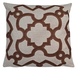 CAPA ALMOFADA LINHO ARABESCO 45x45 - MARROM