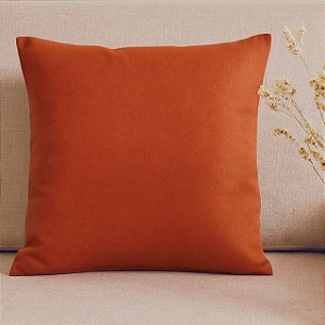CAPA DE ALMOFADA COR TERRACOTA EM LINHO 50X50 CM