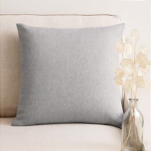CAPA DE ALMOFADA COR CINZA CLARO EM LINHO 45X45 CM