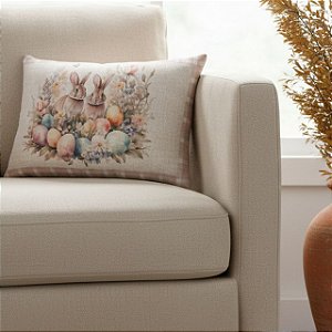 CAPA DE ALMOFADA LINHO RETANGULAR BAGUETE PASCOA 30x50 CM