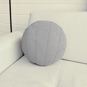 ALMOFADA REDONDA COMPLETA TECIDO BOUCLE COM REFIL COR CINZA ESCURO 43CM